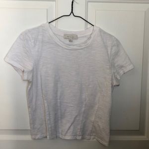 Anthropologie eri + ali white top, gathered stitching on waist